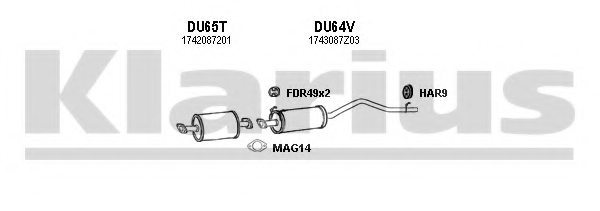 KLARIUS 300087U Exhaust System